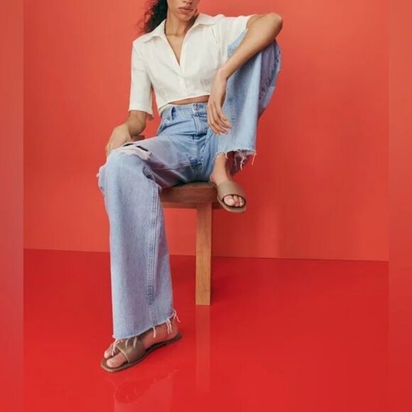 NWT Zara Leather Slide Sandals - Sz 41/10 - Picture 3 of 8